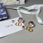 Dior Women Tribales Earrings Gold-Finish Metal and Light Pink Transparent Resin Pearls – Image 5
