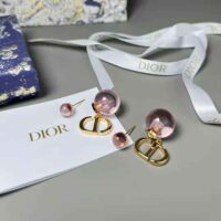 Dior Women Tribales Earrings Gold-Finish Metal and Light Pink Transparent Resin Pearls (1)