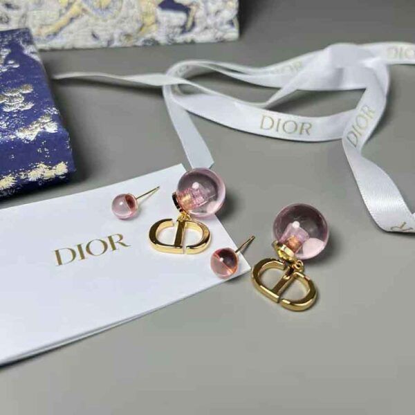 Dior Women Tribales Earrings Gold-Finish Metal and Light Pink Transparent Resin Pearls (4)