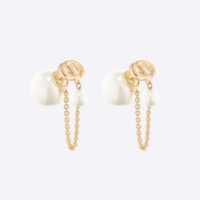 Dior Women Tribales Earrings Gold-Finish Metal and White Resin Pearls (1)