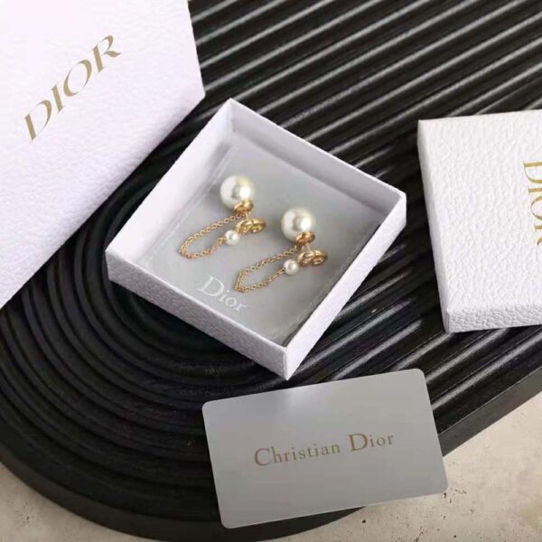Dior Women Tribales Earrings Gold-Finish Metal and White Resin Pearls (2)