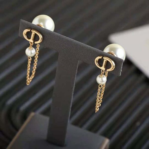 Dior Women Tribales Earrings Gold-Finish Metal and White Resin Pearls (3)