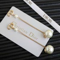 Dior Women Tribales Earrings Gold-Finish Metal and White Resin Pearls (1)