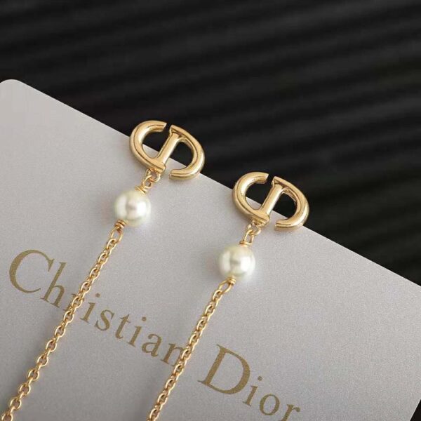 Dior Women Tribales Earrings Gold-Finish Metal and White Resin Pearls (5)