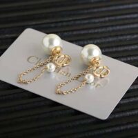 Dior Women Tribales Earrings Gold-Finish Metal and White Resin Pearls (1)