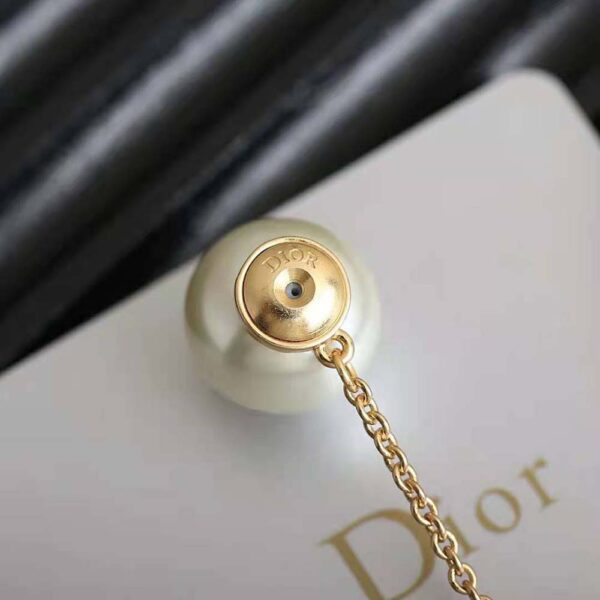 Dior Women Tribales Earrings Gold-Finish Metal and White Resin Pearls (7)