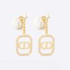 Dior Women Tribales Earrings Gold-Finish Metal with White Resin Pearls
