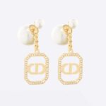 Dior Women Tribales Earrings Gold-Finish Metal with White Resin Pearls