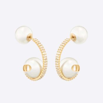 Dior Women Tribales Earrings Gold-Finish Metal with White Resin Pearls