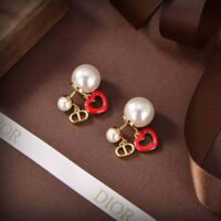 Dior Women Tribales Earrings Gold-Finish Metal with White Resin Pearls (1)