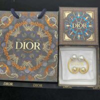 Dior Women Tribales Earrings Gold-Finish Metal with White Resin Pearls (1)