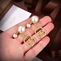 Dior Women Tribales Earrings Gold-Finish Metal with White Resin Pearls (1)