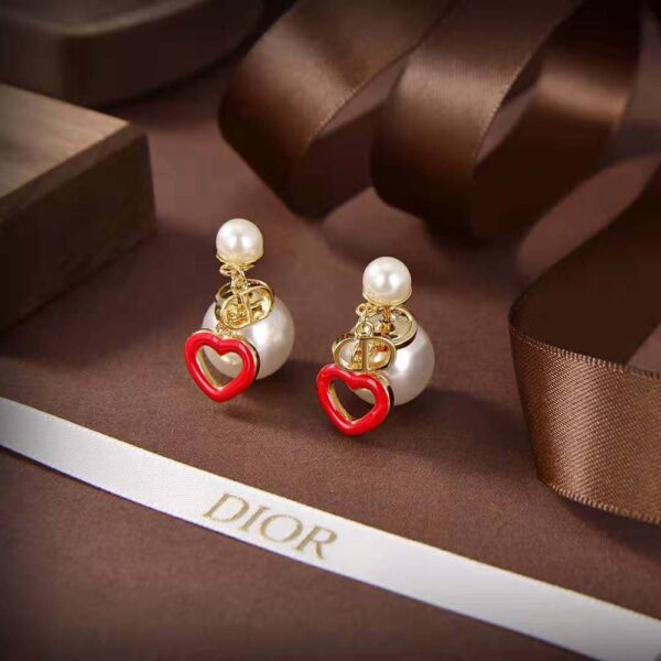 Dior Women Tribales Earrings Gold-Finish Metal with White Resin Pearls (3)