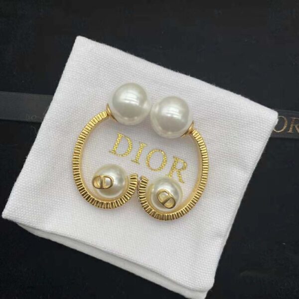 Dior Women Tribales Earrings Gold-Finish Metal with White Resin Pearls (3)