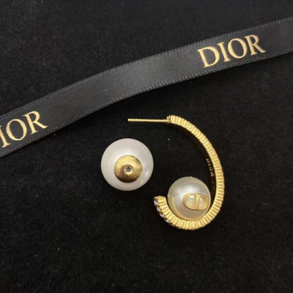 Dior Women Tribales Earrings Gold-Finish Metal with White Resin Pearls (5)