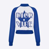 Dior Women Vibe Bomber Jacket Fluorescent Blue and White Technical Cashmere Jacquard (1)