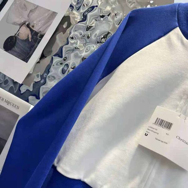 Dior Women Vibe Bomber Jacket Fluorescent Blue and White Technical Cashmere Jacquard (7)