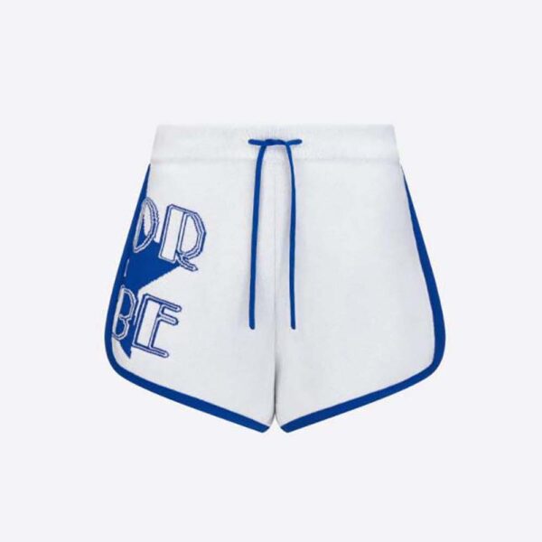 Dior Women Vibe Shorts White and Fluorescent Blue Technical Cashmere Jacquard (1)