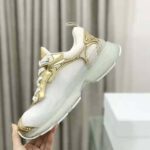 Dior Women Vibe Sneaker White Mesh and Gold-Tone Leather - Imagen 5