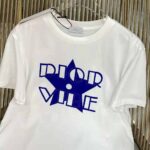 Dior Women Vibe T-shirt Ecru and Fluorescent Blue Cotton Jersey and Linen - Image 3