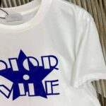 Dior Women Vibe T-shirt Ecru and Fluorescent Blue Cotton Jersey and Linen - Image 4