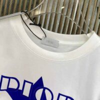 Dior Women Vibe T-shirt Ecru and Fluorescent Blue Cotton Jersey and Linen (1)