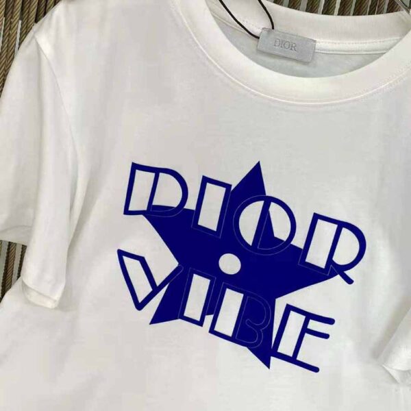 Dior Women Vibe T-shirt Ecru and Fluorescent Blue Cotton Jersey and Linen (8)
