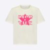 Dior Women Vibe T-shirt Ecru and Fluorescent Pink Cotton and Linen Jersey