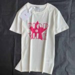 Dior Women Vibe T-shirt Ecru and Fluorescent Pink Cotton and Linen Jersey - Image 3