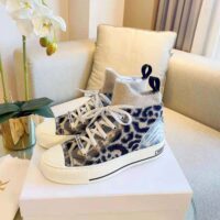 Dior Women Walk’n’Dior Sneaker Fur-Effect Knit Printed with Beige Multicolor Mizza Pattern (1)