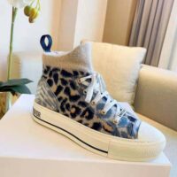 Dior Women Walk’n’Dior Sneaker Fur-Effect Knit Printed with Beige Multicolor Mizza Pattern (1)