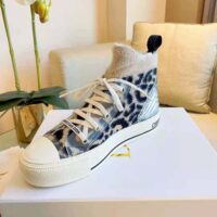 Dior Women Walk’n’Dior Sneaker Fur-Effect Knit Printed with Beige Multicolor Mizza Pattern (1)