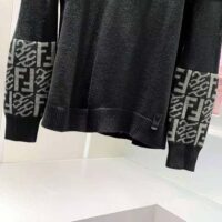 Fendi Men Black wool Sweater with High Collar and Long Sleeves (1)