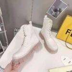 Fendi Women Force Beige Leather Ankle Boots - Imagen 6