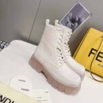 Fendi Women Force Beige Leather Ankle Boots - Imagen 5