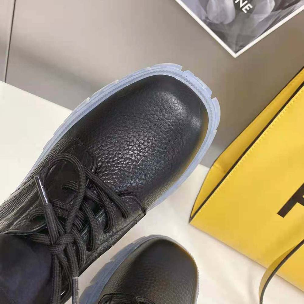Fendi Women Force Black Leather Lace-Ups
