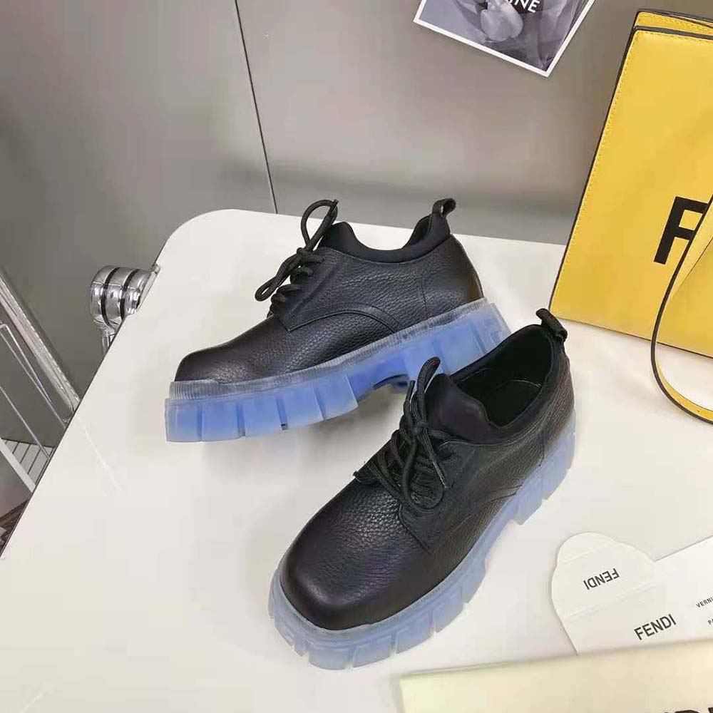 Fendi Women Force Black Leather Lace-Ups