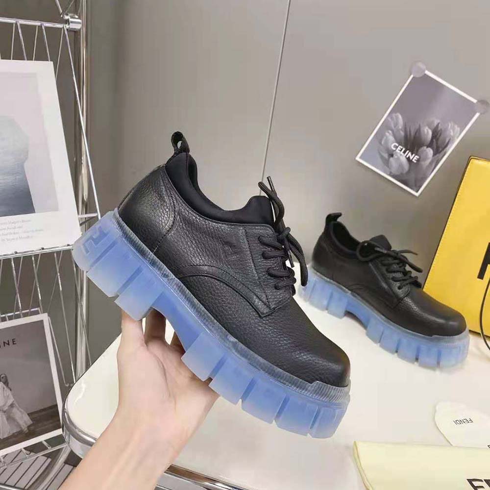 Fendi Women Force Black Leather Lace-Ups