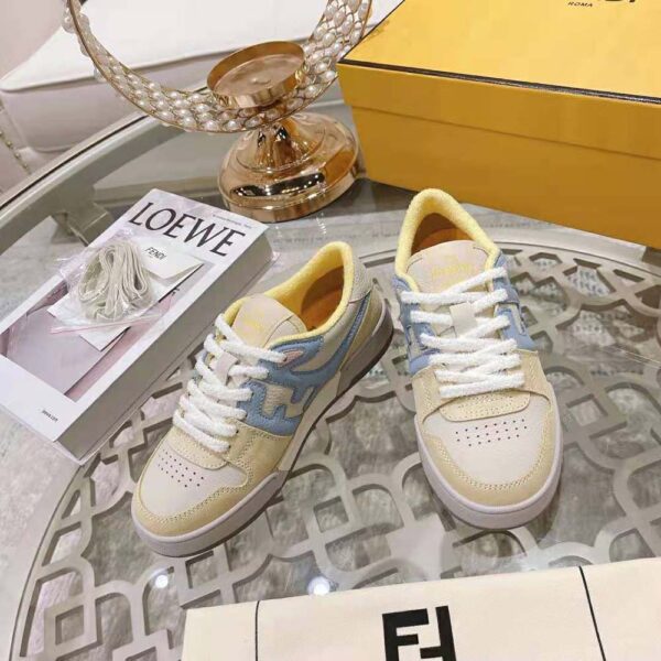 Fendi Men Match Yellow Suede Low-Tops (3)