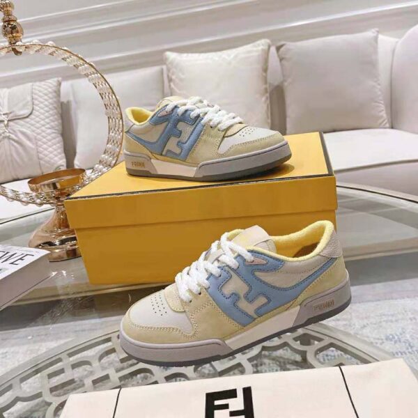 Fendi Men Match Yellow Suede Low-Tops (7)