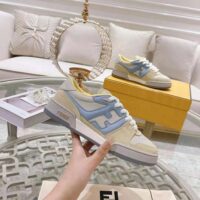 Fendi Men Match Yellow Suede Low-Tops (1)