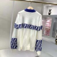 Fendi Men White wool Sweater with High Collar and Long Sleeves (1)