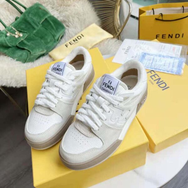 Fendi Unisex Match White Suede Low Tops (8)