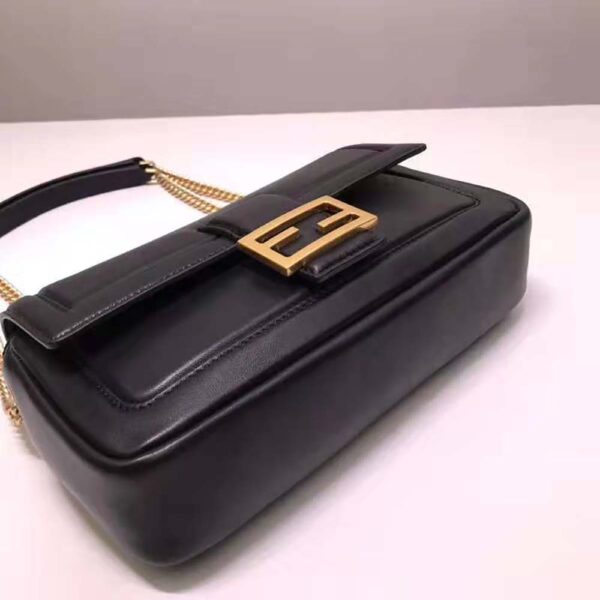 Fendi Women Baguette Chain Black Nappa Leather Bag (6)