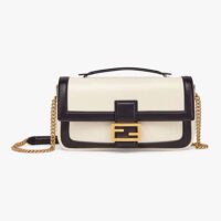 Fendi Women Baguette Chain Black and White Nappa Leather Bag (1)