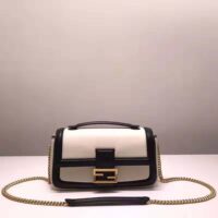Fendi Women Baguette Chain Black and White Nappa Leather Bag (1)