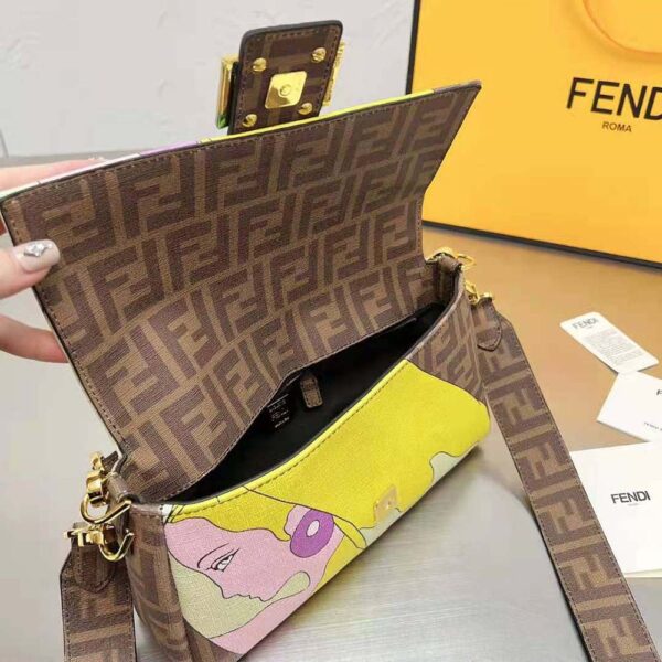 Fendi Women Baguette FF Glazed Fabric Bag with Inlay (10)