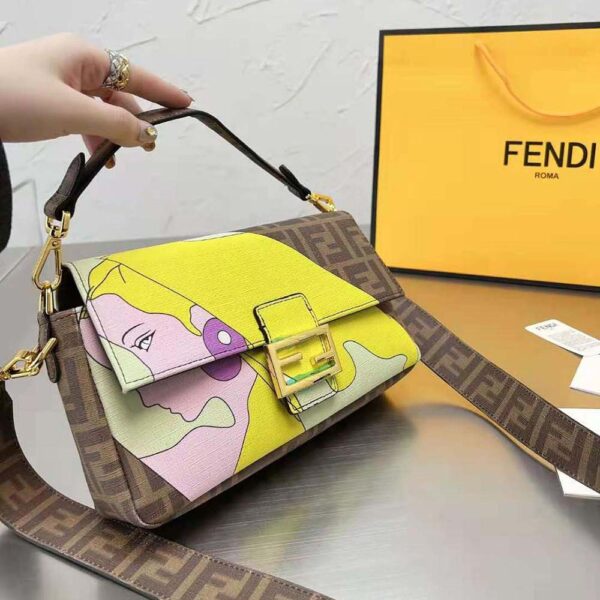 Fendi Women Baguette FF Glazed Fabric Bag with Inlay (2)