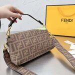 Fendi Women Baguette FF Glazed Fabric Bag with Inlay - Image 3