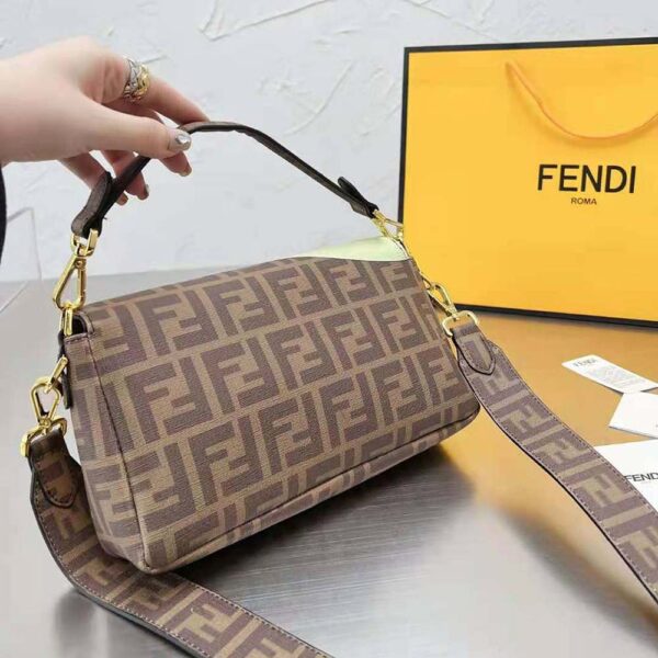 Fendi Women Baguette FF Glazed Fabric Bag with Inlay (3)
